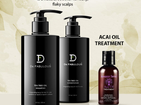 De Fabulous Tea Tree Oil Shampoo & Conditioner 250ml + Acai Oil 59ml