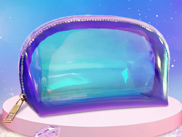 Plum Glow Thru Holographic Pouch