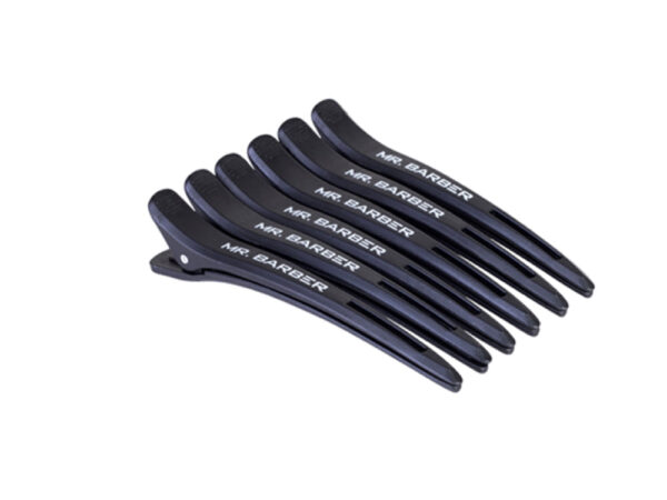 Mr Barber Professional Hair Sectioning Clips  Black | Pack of 6 Durable Salon-Grade Pieces (MB-CL03)