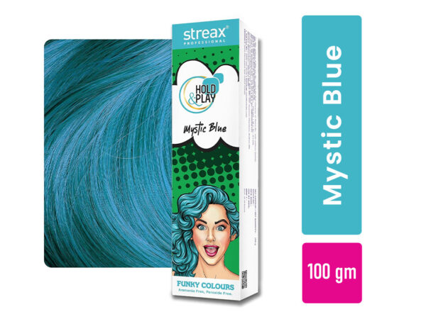 Streax Professional Hold & Play Funky Colours - Mustic Blue, 100Gm