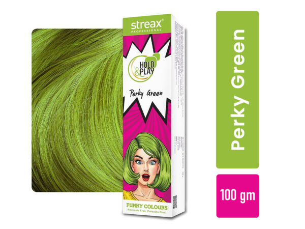 Streax Professional Hold & Play Funky Colours - Perky Green, 100Gm