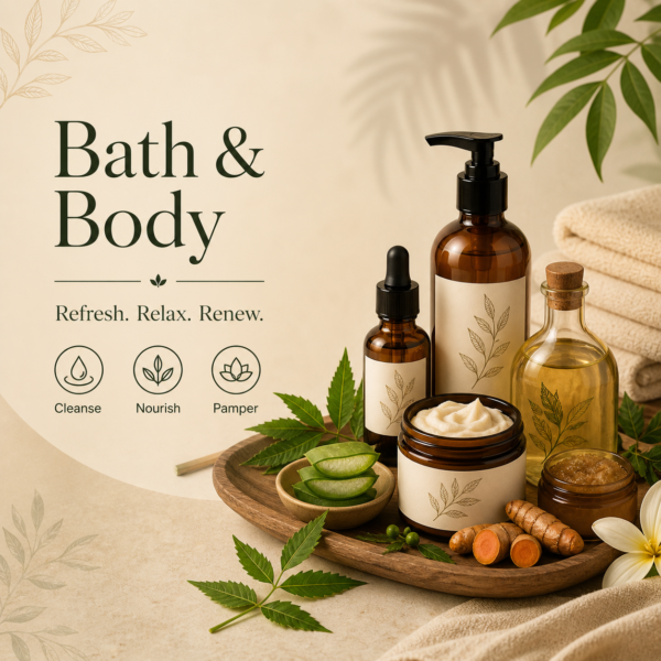 Bath and body products including creams, lotions, oils and cleansers for healthy and hydrated skin